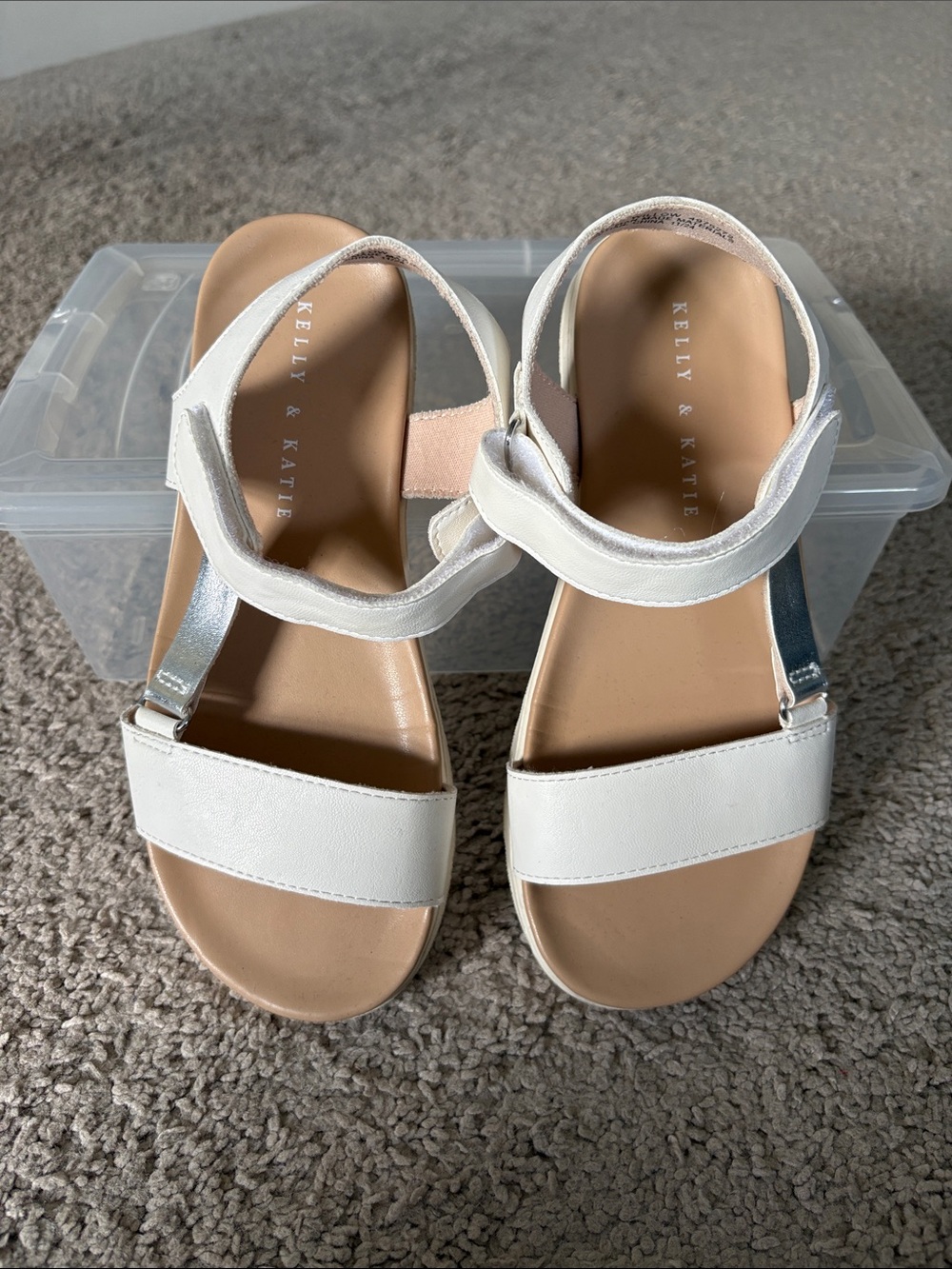 KELLY & KATIE White Strappy Adjustable Girl’s Sandals